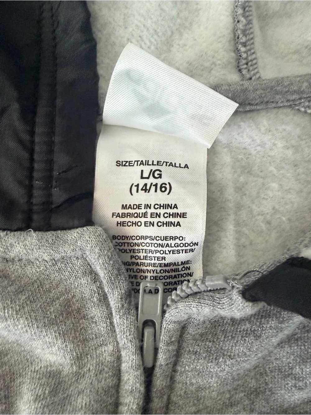 adidas Youth Full -Zip Hoodie Gray and Black Fleece-Lined (Kids Large)